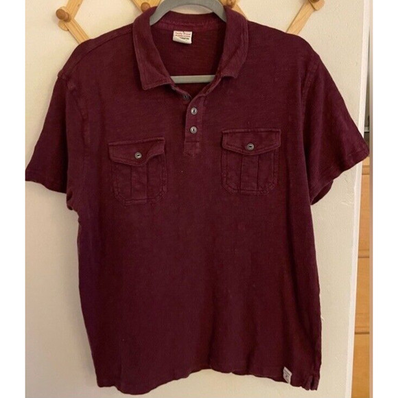 Lucky Brand Men’s Polos Large Set Of 2 Short Sleeve Shirts Gray Burgundy Pockets - Picture 2 of 10